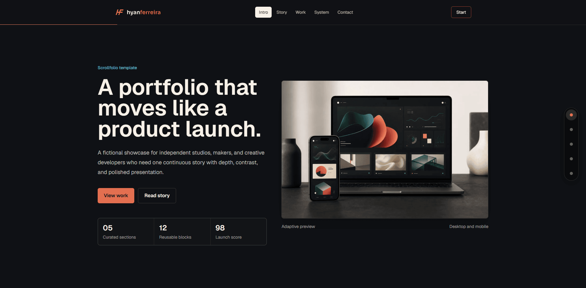 Prévia do projeto Scrollfolio Template